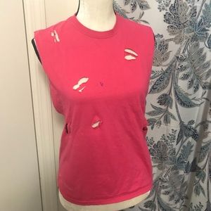 Distressed Pink Tee